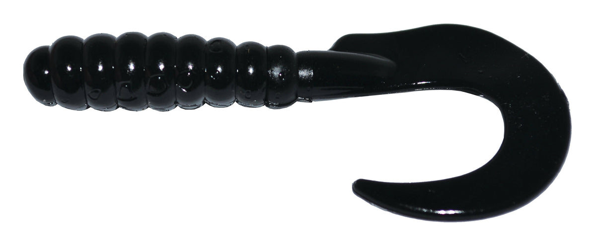 Big Bite Baits BBB-CTG310 3" Curl Tail Grub, Black, 10 per pack