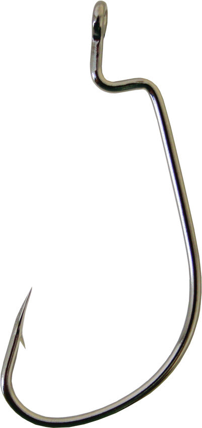 Owner 5140-131 Bass J Hook with Cutting Point, Size 3/0, Z Bend Worm, Black Chrome, 5 per Pack