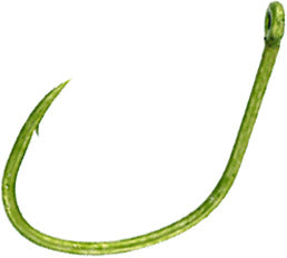 Owner 5172P-106 Wacky Bass Hook without Weed-guard, Size 1, Needle Point, All Purpose/Worm, Camo Green, 9 per Pack