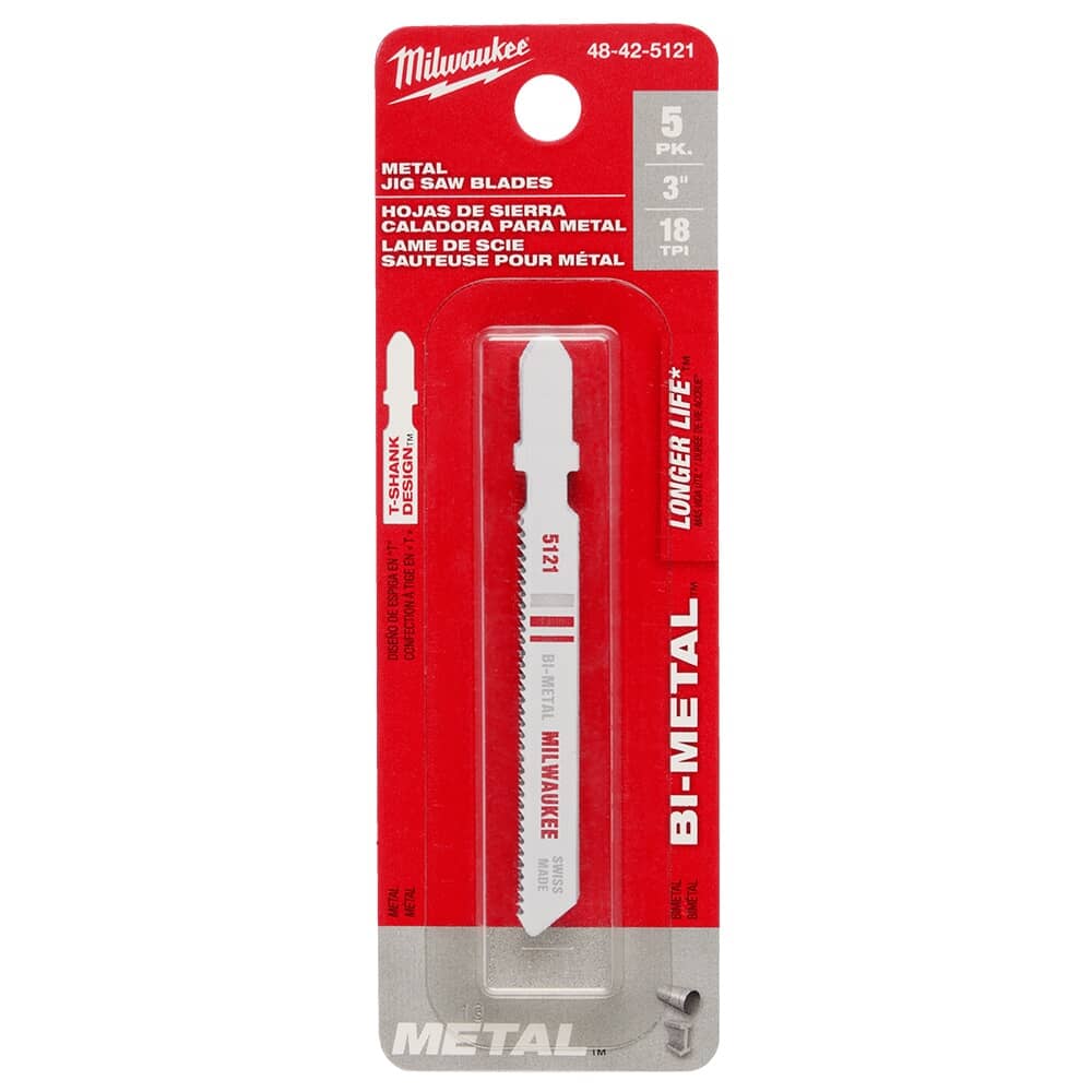 3" 18 Tooth T-Shank Jigsaw Blades for Metal Cutting - 5 Pack
