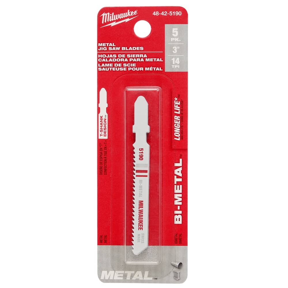 3" 14 Tooth T-Shank Jigsaw Blades for Metal Cutting - 5 Pack