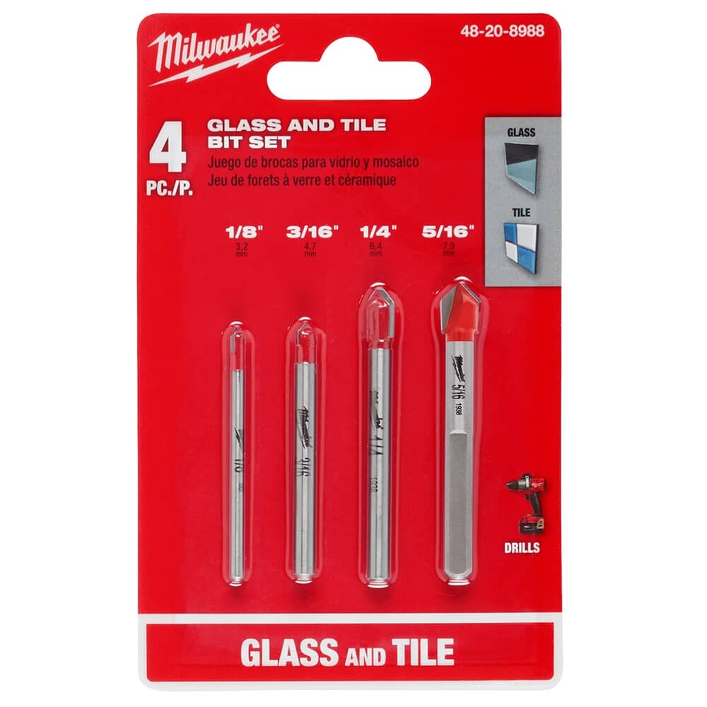 Glass & Tile Drill Bit Set - 4 Piece