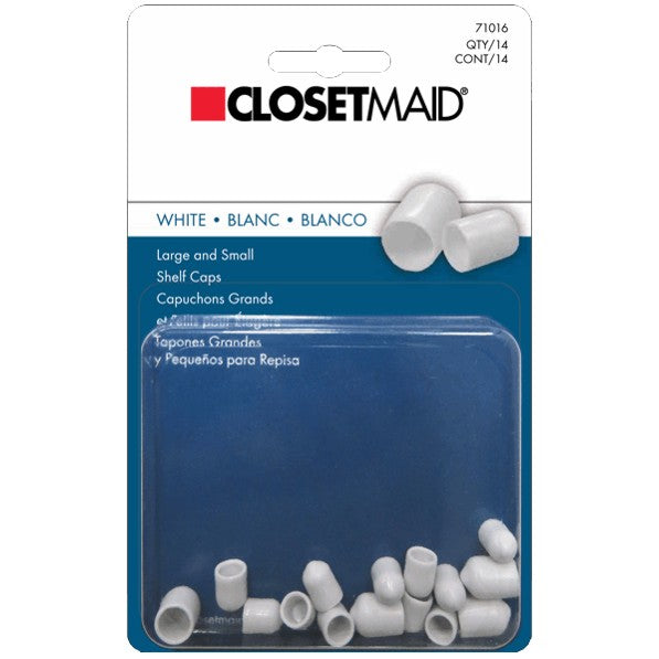 14 Pack White Wire Shelf End Caps, Assorted Sizes