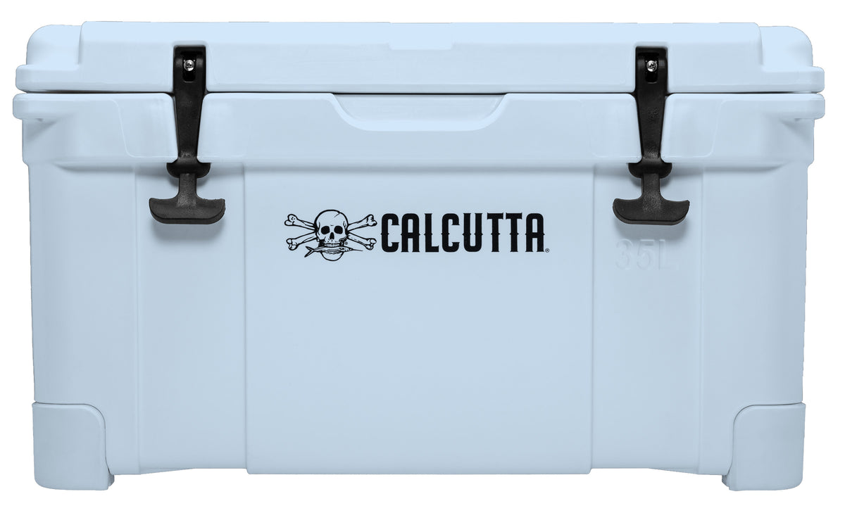 Calcutta CCLBG2-35 Renegade Cooler 35 Liter Light Blue wremoveable Tray & LED Drain Plug, EZ Lift Rope Handles, 26.4"Lx15.8"Wx15.4"H