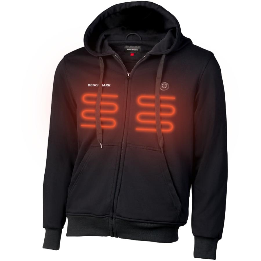 Heated Hoodie with Rechargeable Lithium Battery - Black, Double Extra Large