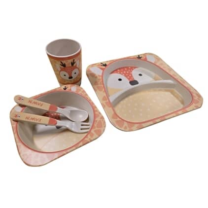 Kids Bamboo Dinner Set - Reindeer, 5 Piece