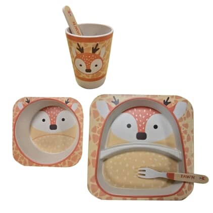 Kids Bamboo Dinner Set - Reindeer, 5 Piece