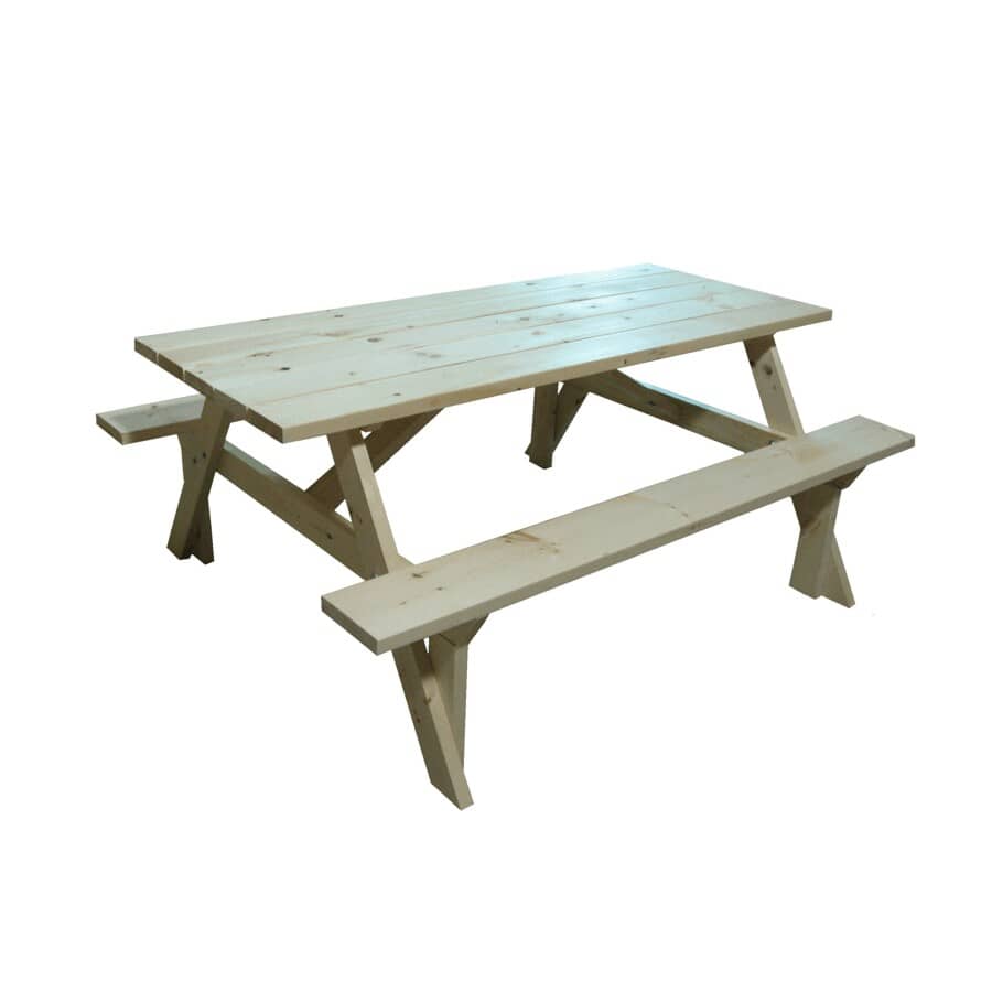6' Outdoor Pine Wood Picnic Table - Unfinished
