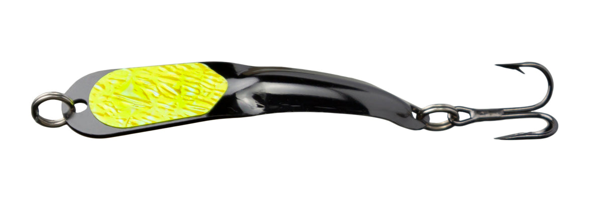 Iron Decoy Steely 2 BY Steely Spoon Size 2, 2", 1/10 oz, Black and Yellow