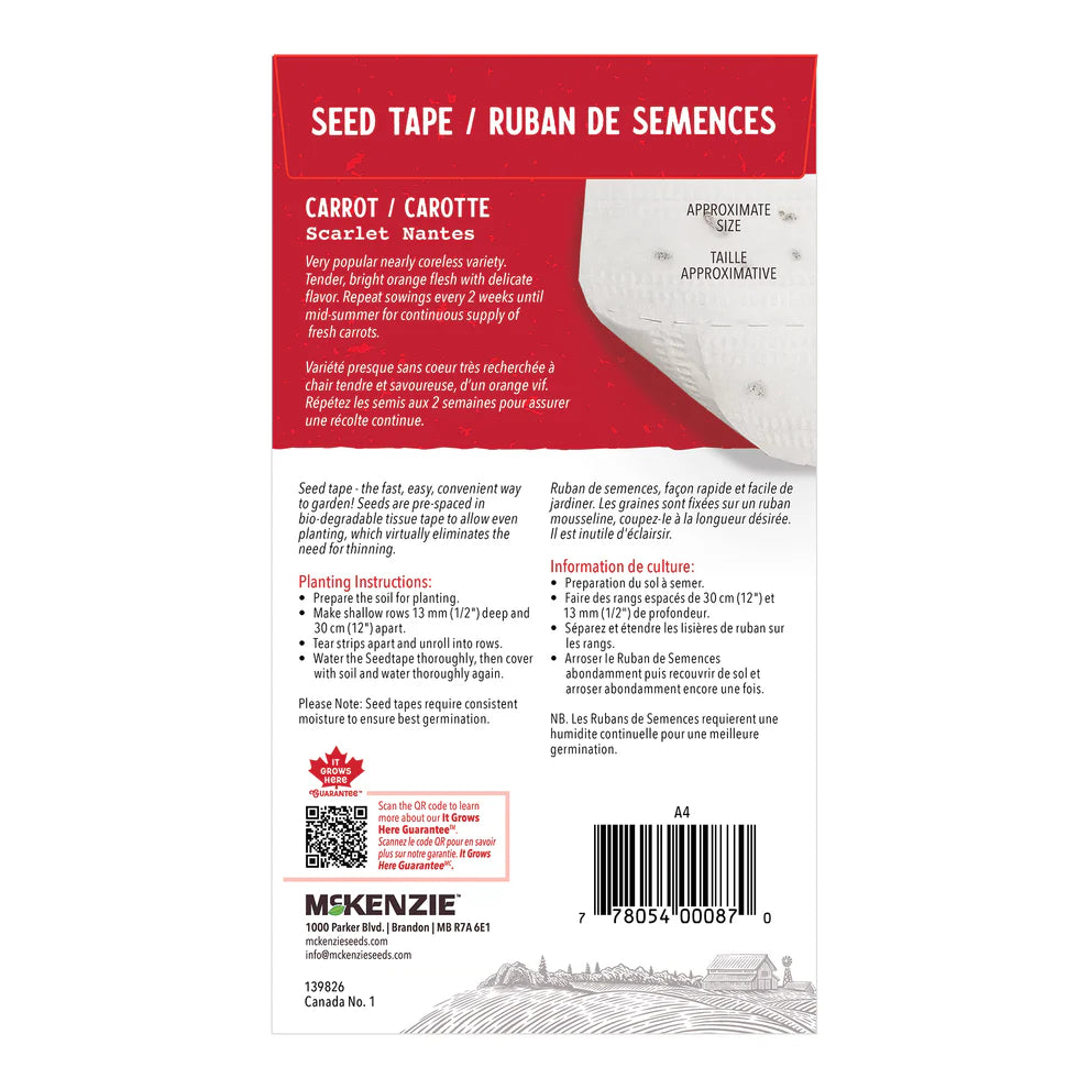 Scarlet Nantes Carrot Seeds - Seed Tape