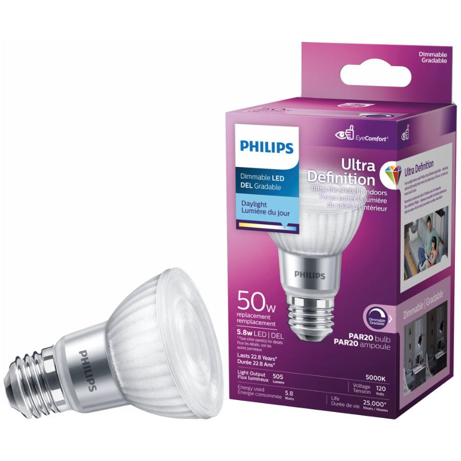 5.8W Ultra Definition PAR20 Medium Base Daylight Dimmable LED Light Bulb