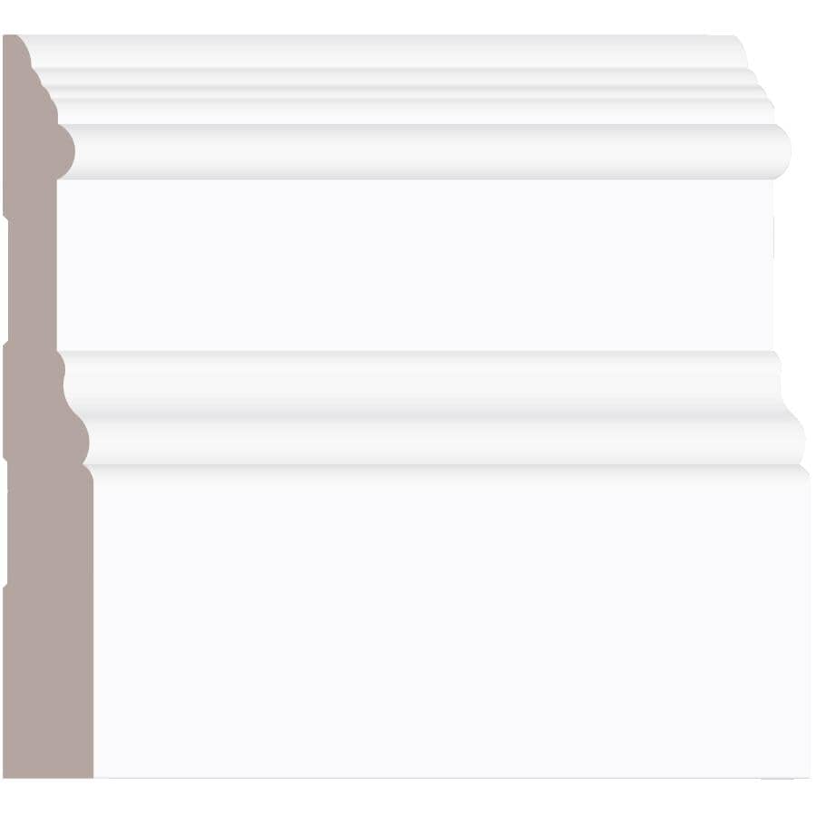 5/8" x 5" Medium Density Fibreboard Ultra Light Primed Colonial Baseboard Moulding, by Linear Foot