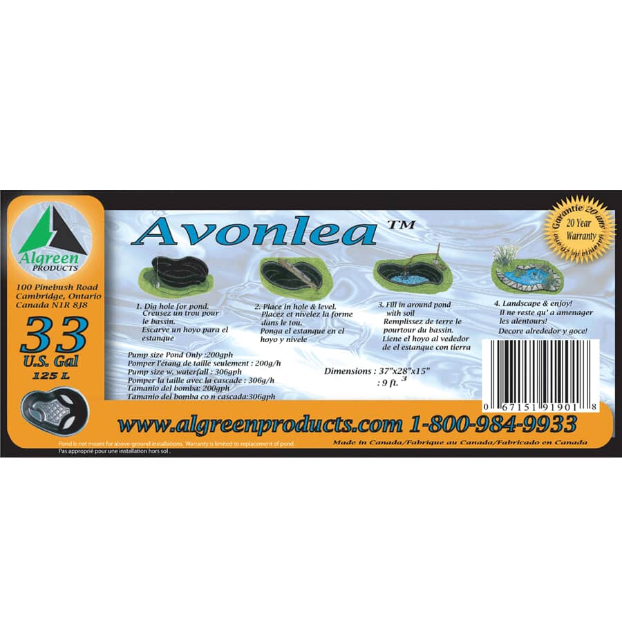 33 Gal Avonlea Garden Pond
