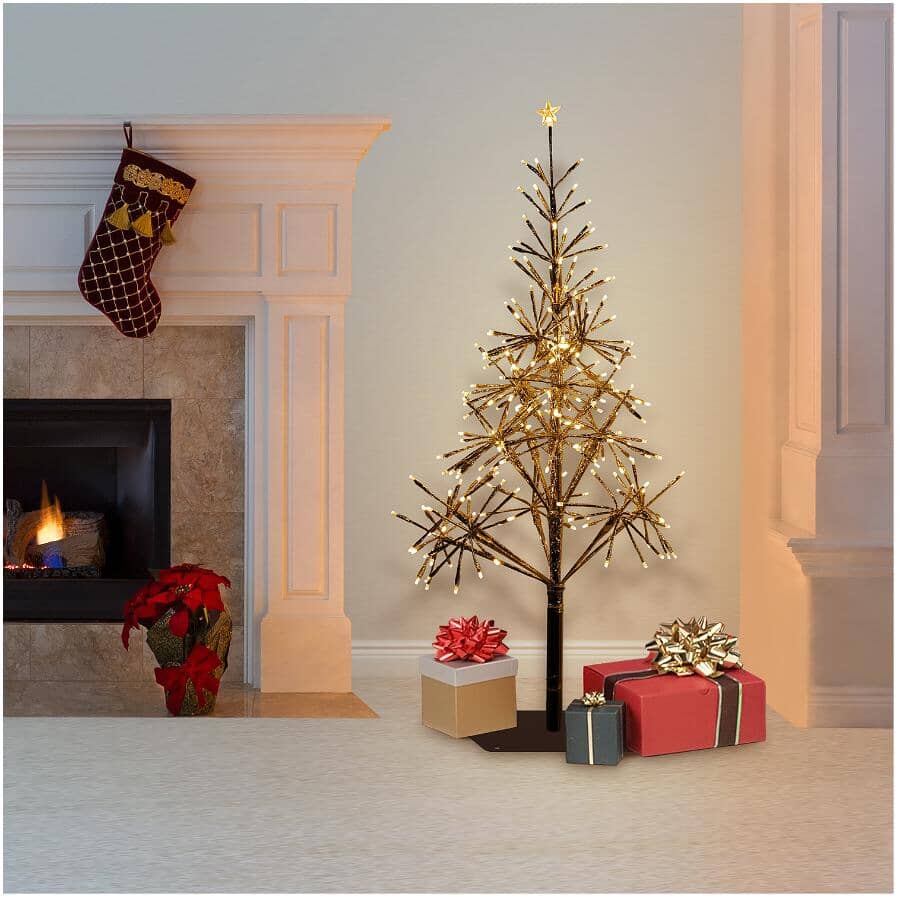 4.4' Indoor/Outdoor Gold Twig Tree - with 380 Warm White LED Lights