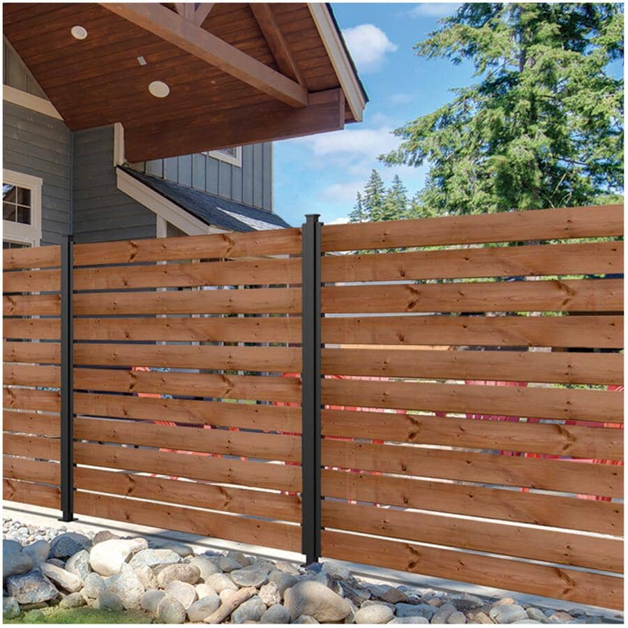 72" x 1" Steel U-Channels for Wood Plank Fencing - Matte Black