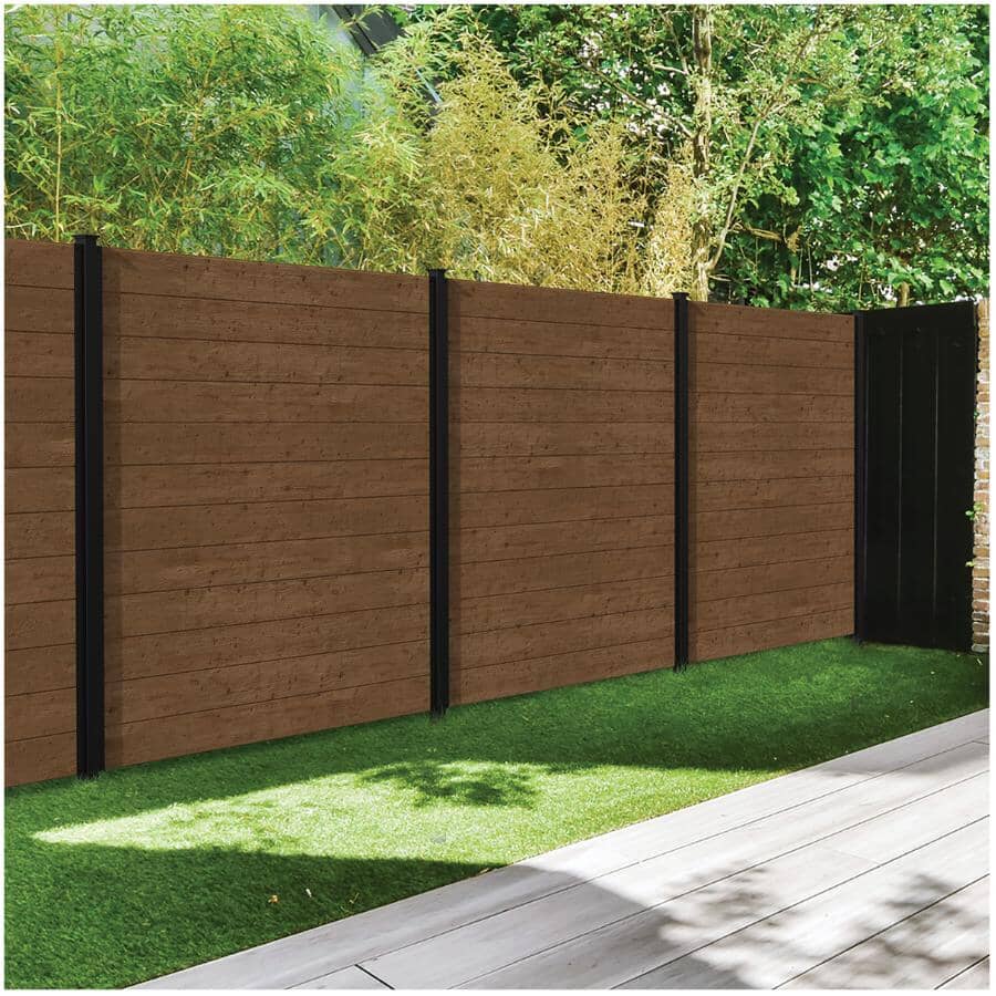 72" x 1" Steel U-Channels for Wood Plank Fencing - Matte Black