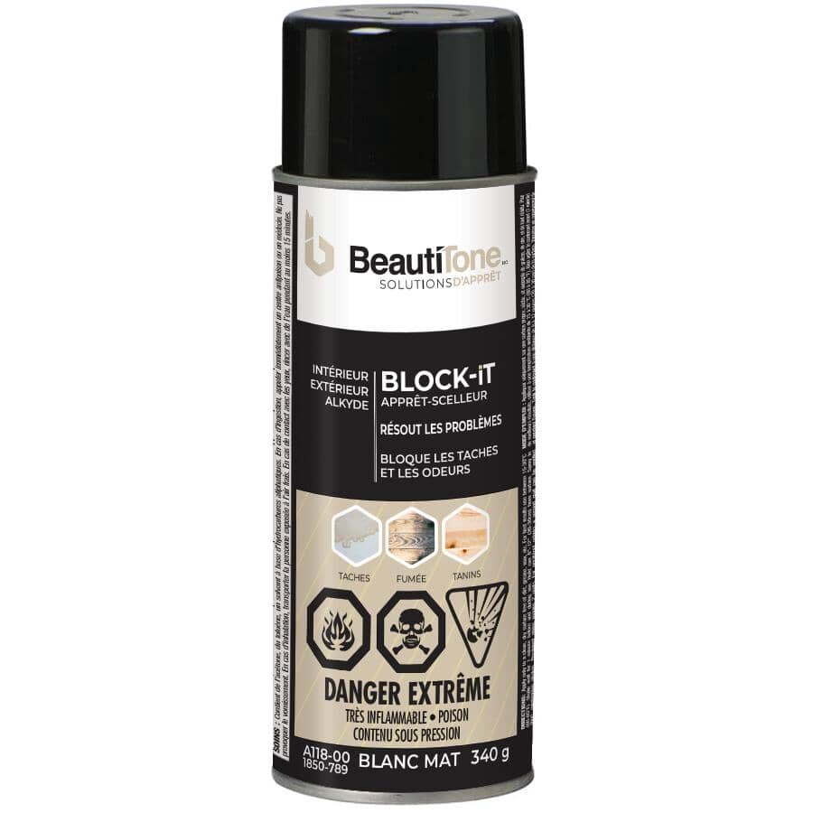 Interior / Exterior Alkyd Block It Primer Spray - White, 340 g