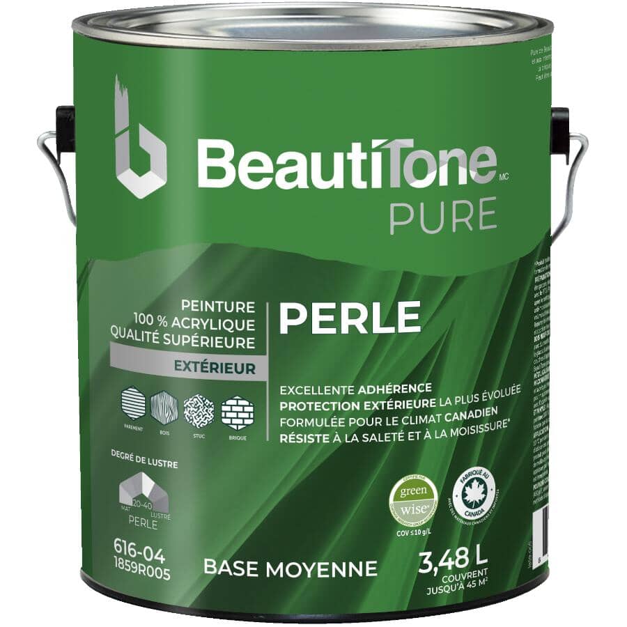 100% Acrylic Premium Exterior Pearl Paint - Medium Base, 3.48 L