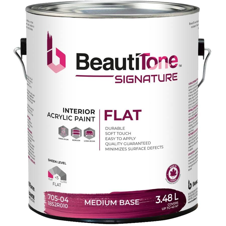 Interior Acrylic Flat Paint - Medium Base, 3.48 L