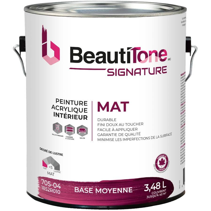 Interior Acrylic Flat Paint - Medium Base, 3.48 L