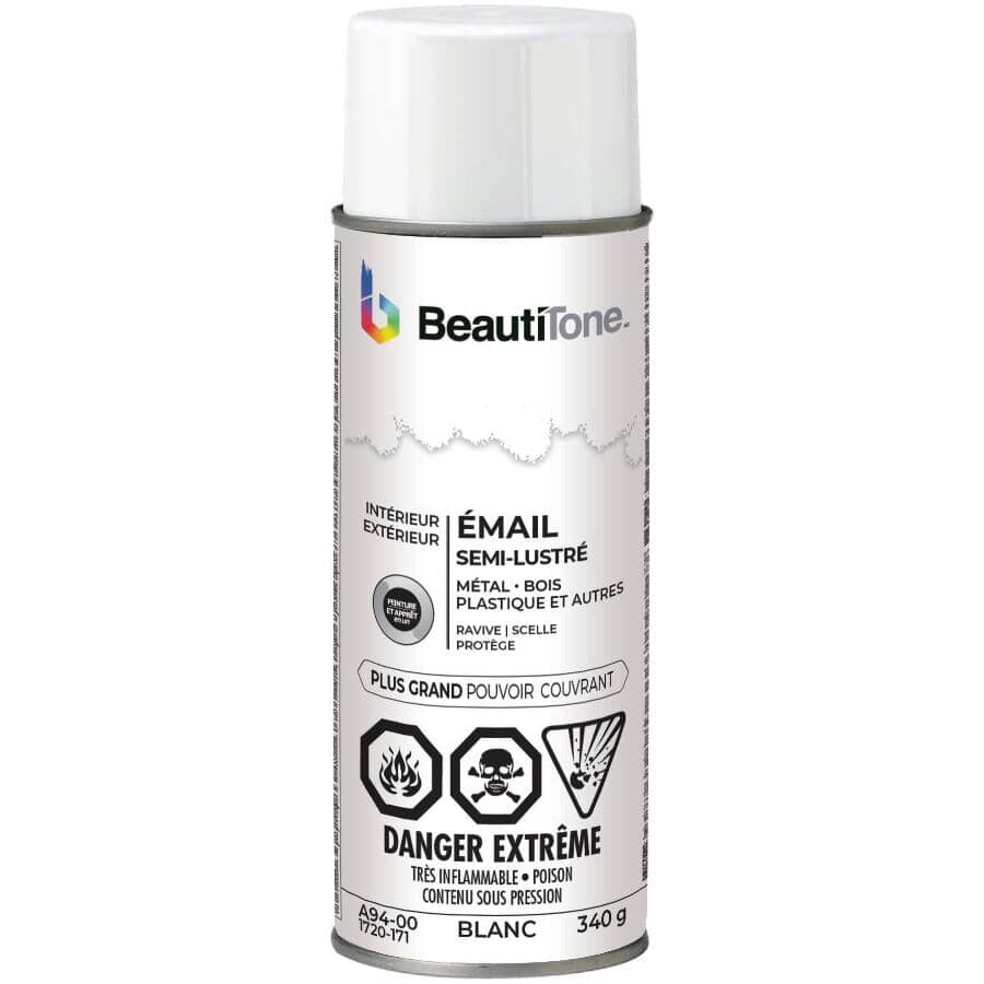 Solvent Enamel Spray Paint - Semi-Gloss White, 340 g