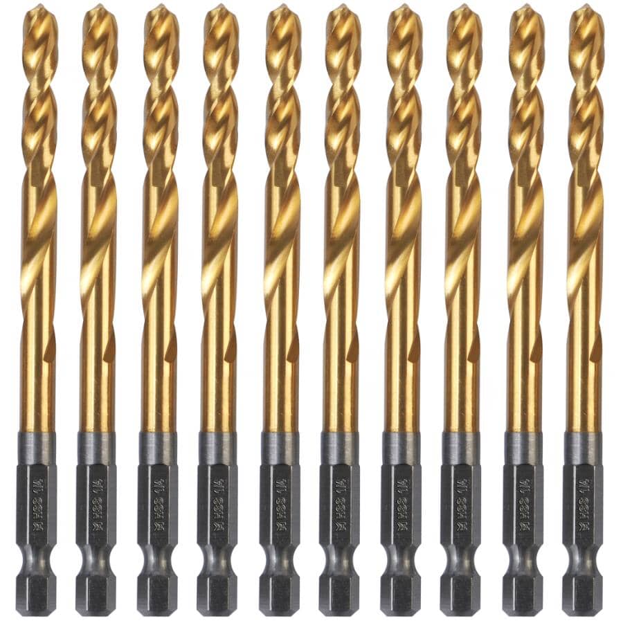 1/4" Titanium Drill Bit - 7 Edge, 10 Pack