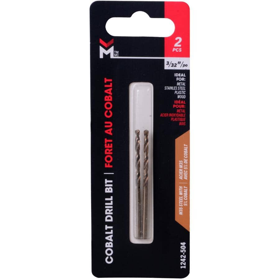 3/32" Cobalt Drill Bits - 2 Pack