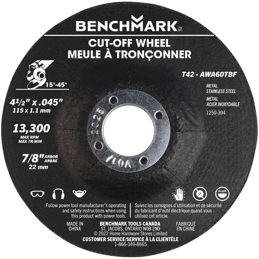 4-1/2" x 0.045" x 7/8" Depressed Centre Metal Cut-Off Wheels - 10 Pack