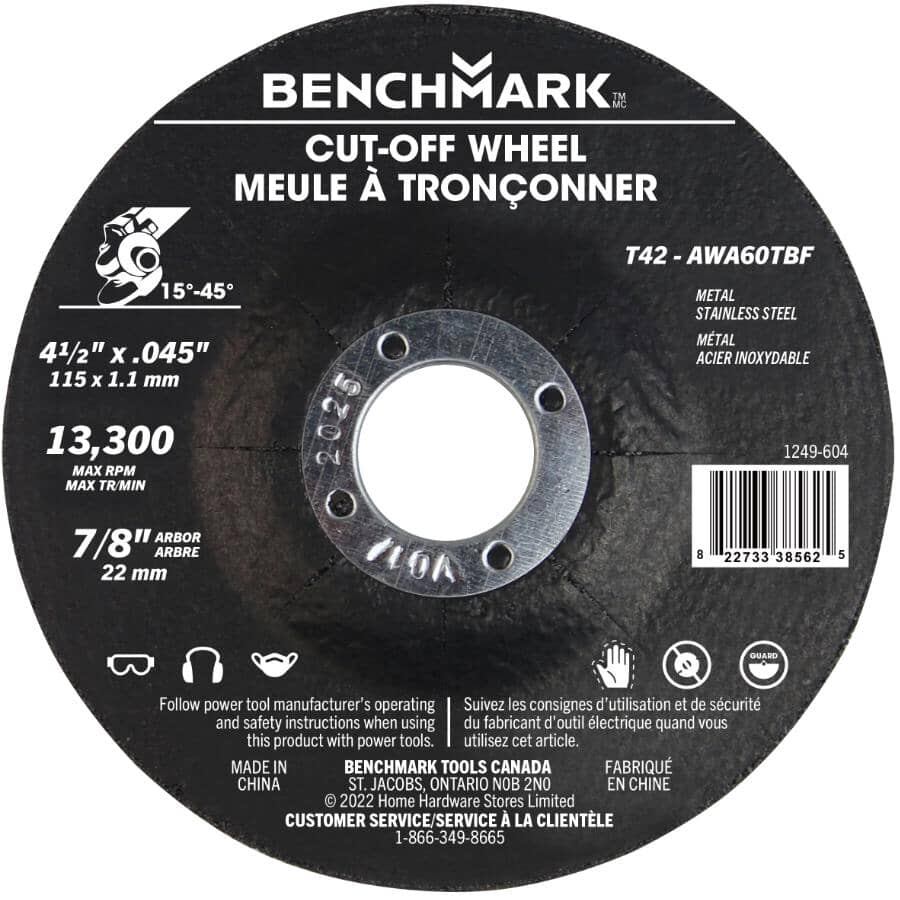 4-1/2" x 0.045" x 7/8" Depressed Centre Metal Cut-Off Wheel
