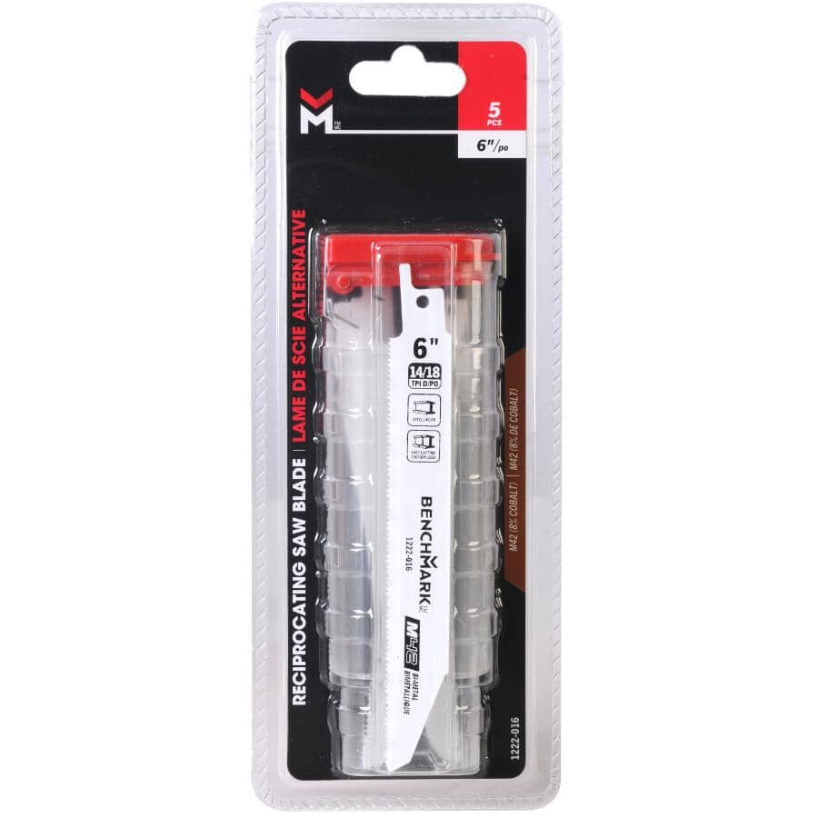 6" 14/18 Tooth Bi-Metal Metal Reciprocating Saw Blade - 5 Pack