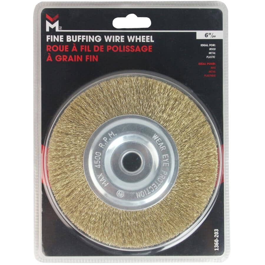 6" x 1/2" x 1/2" Fine Buffing Wire Wheel