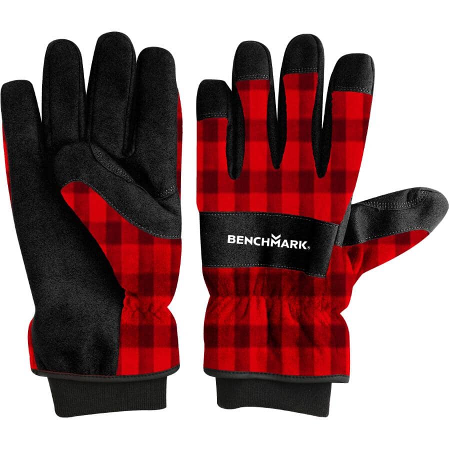 Men's Plaid Lined Work Gloves - Medium