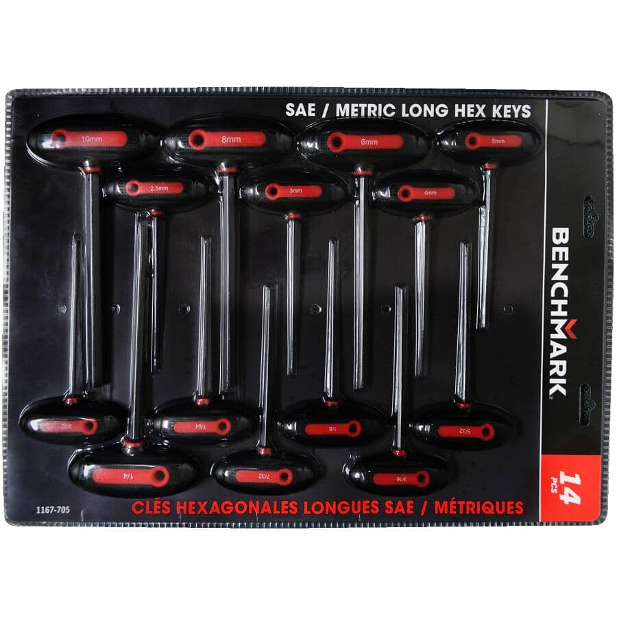 Metric & SAE T-Handle Hex Key Set - 14 Piece