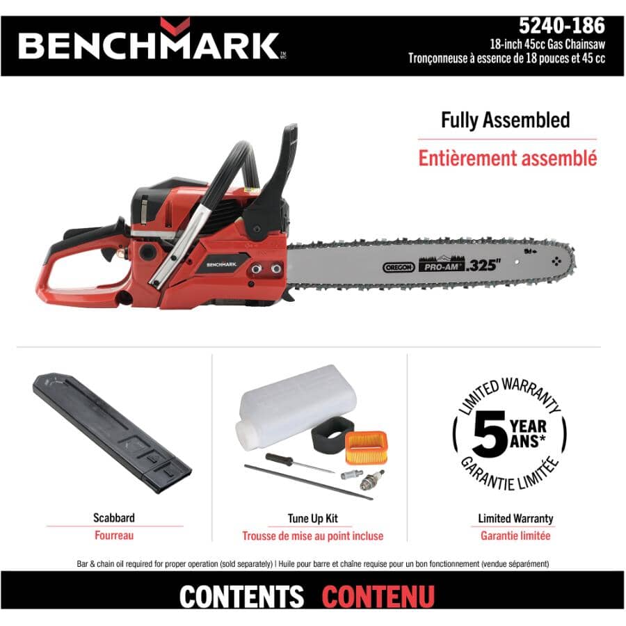 45cc 2-Cycle Chain Saw with 18" Bar