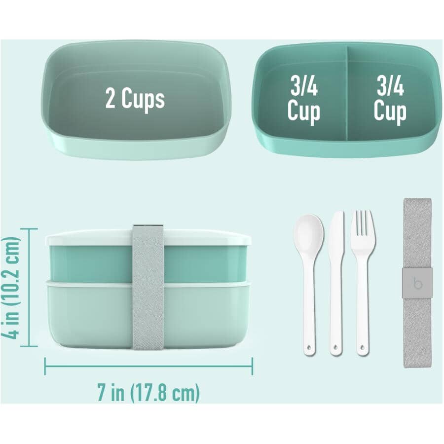 Classic All-in-One Stackable Lunch Box Set - Coastal Aqua, 6 Piece