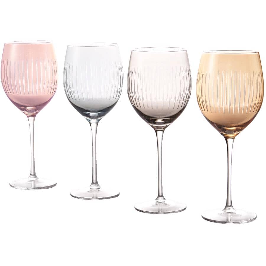 Set of 4 Wine Glasses, Assorted Colours