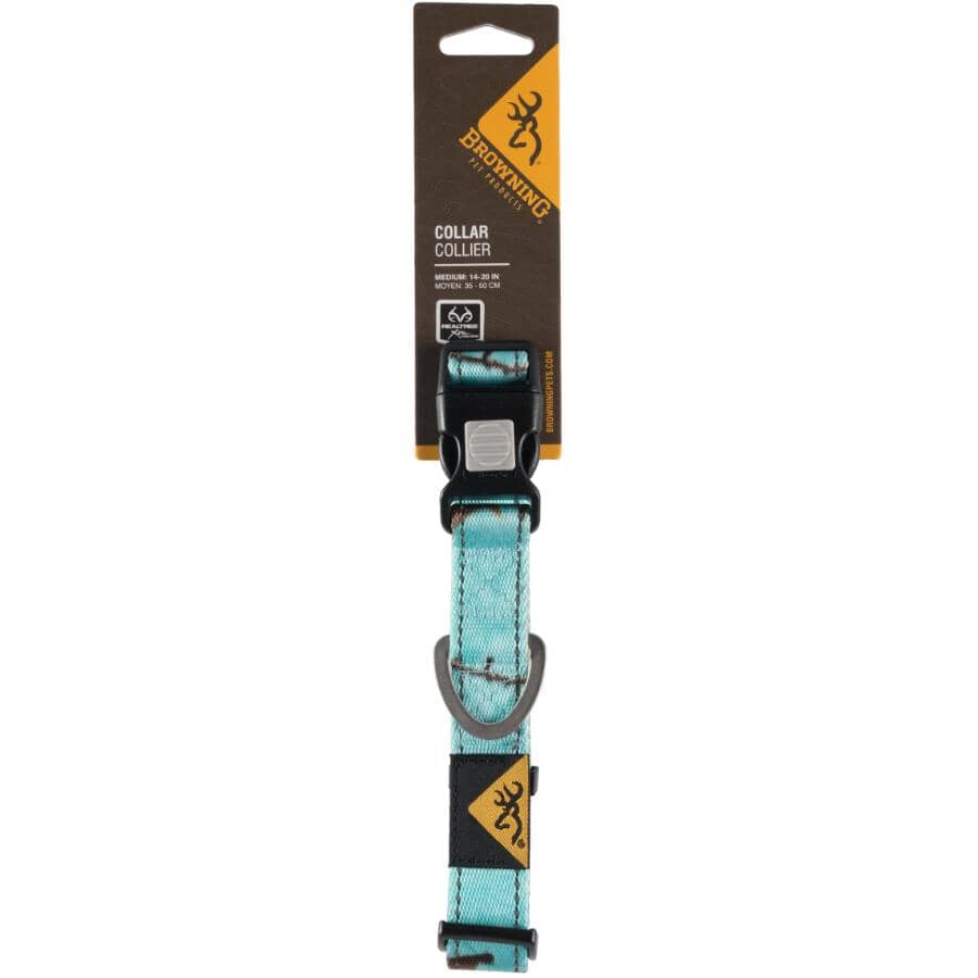 Adjustable Polyester Webbing Dog Collar - Realtree Seaglass, Medium