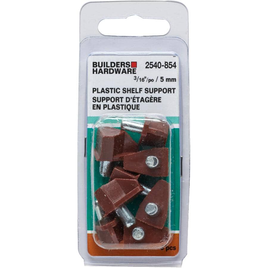 8 Pack 5mm Brown Plastic Shelf Supports