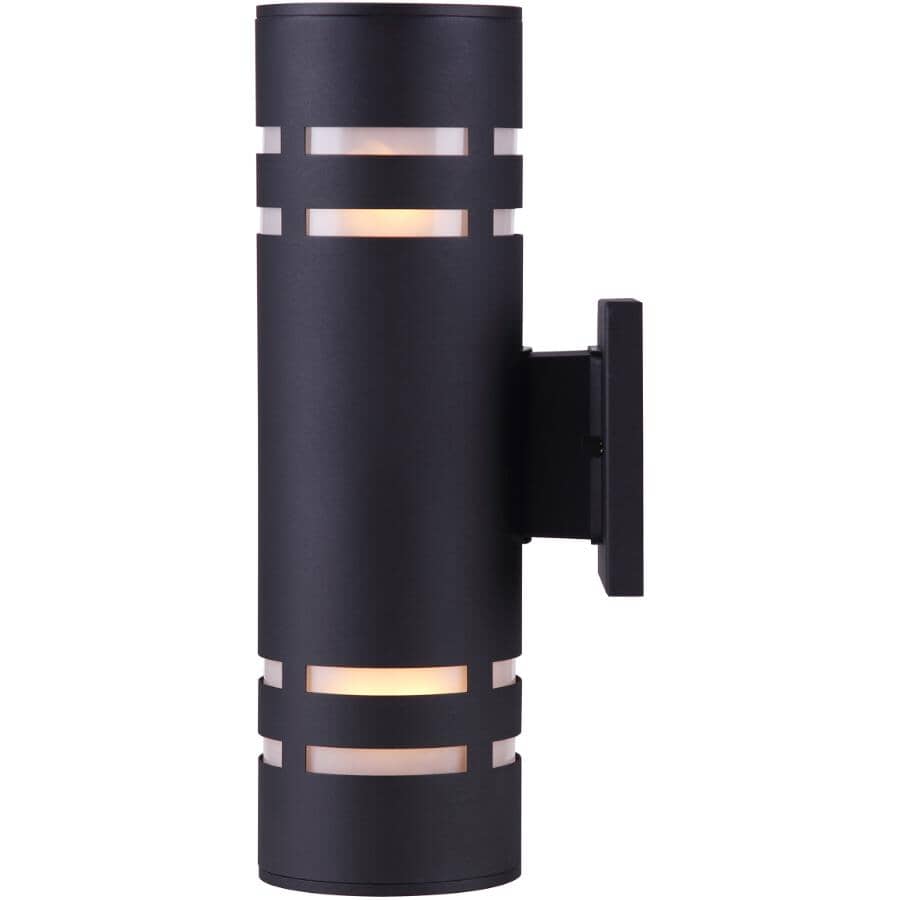 Tay Outdoor Cylindrical Upward & Downward Light Fixture - Black, 13"
