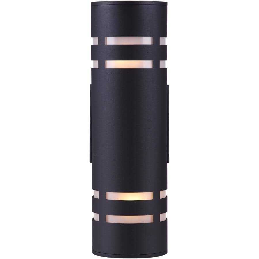 Tay Outdoor Cylindrical Upward & Downward Light Fixture - Black, 13"