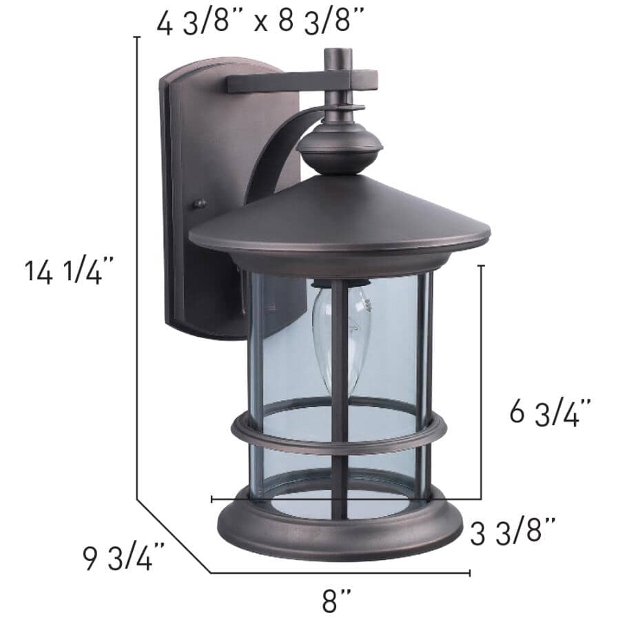 Treehouse Outdoor Downward Coach Light Fixture - Oil Rubbed Bronze with Clear Glass, 14-1/4''