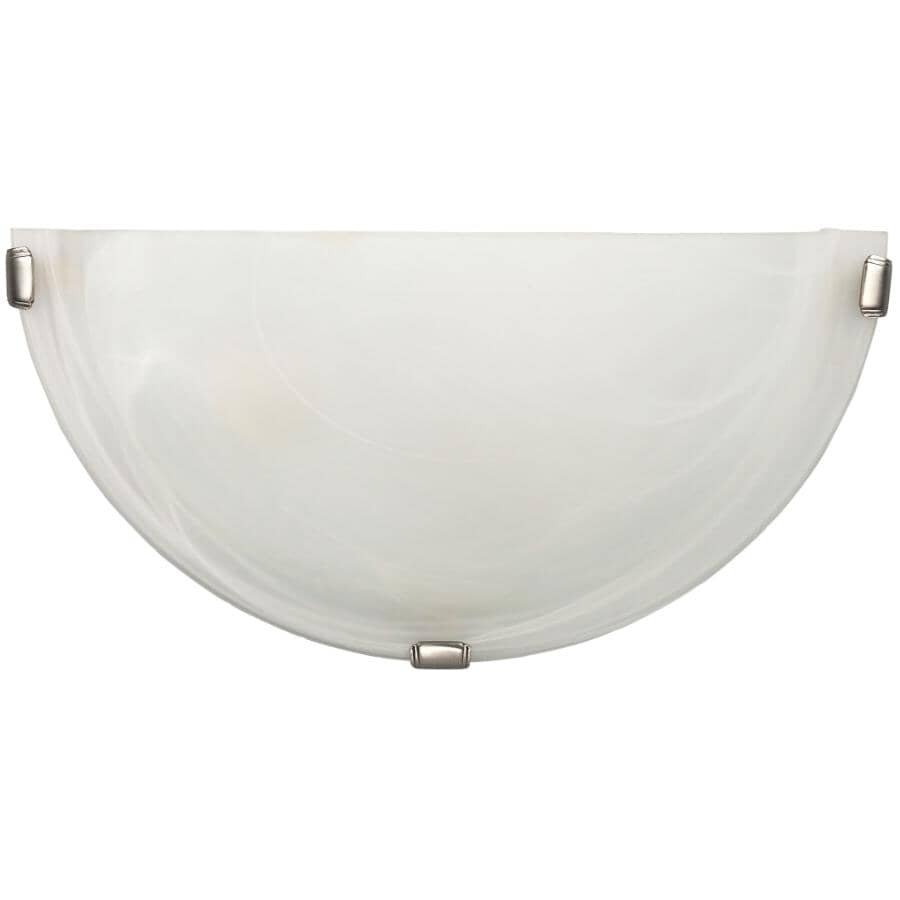 Wall Light Fixture - Brushed Pewter with Alabaster Glass