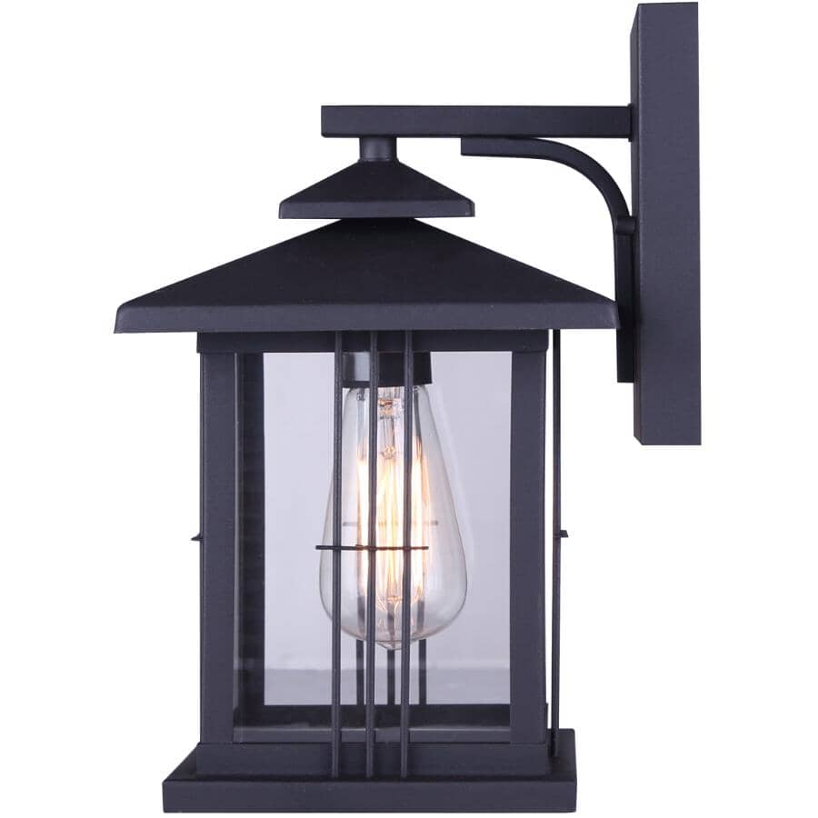 Yuna Outdoor Downward Coach Light Fixture - Black with Clear Glass, 12-1/2''