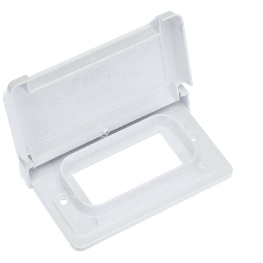 White Horizontal GFI Weatherproof Receptacle Cover