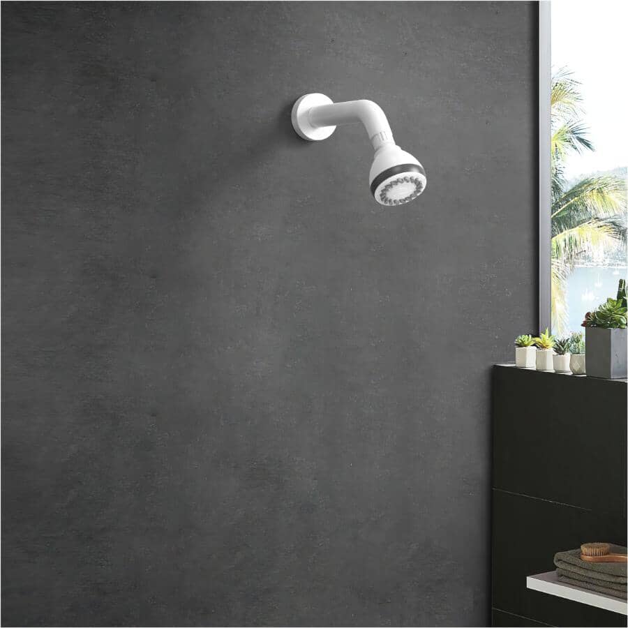 3 Setting Wall Mount Showerhead - White