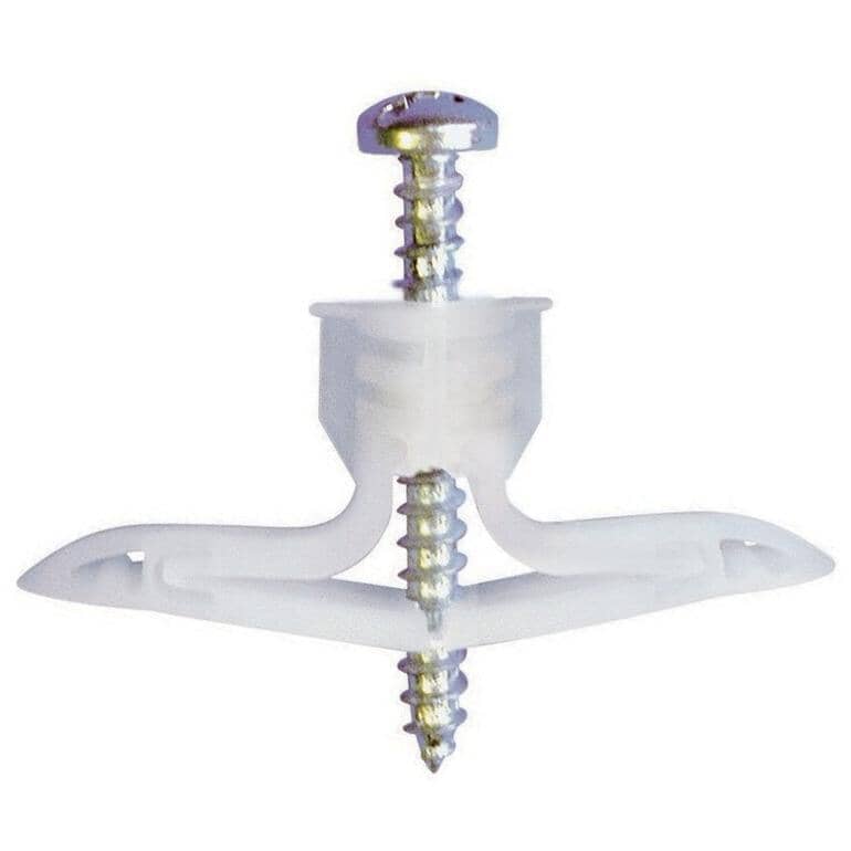 4 Pack 1/4" Short Light Duty Nylon Toggle Anchors, with Screws