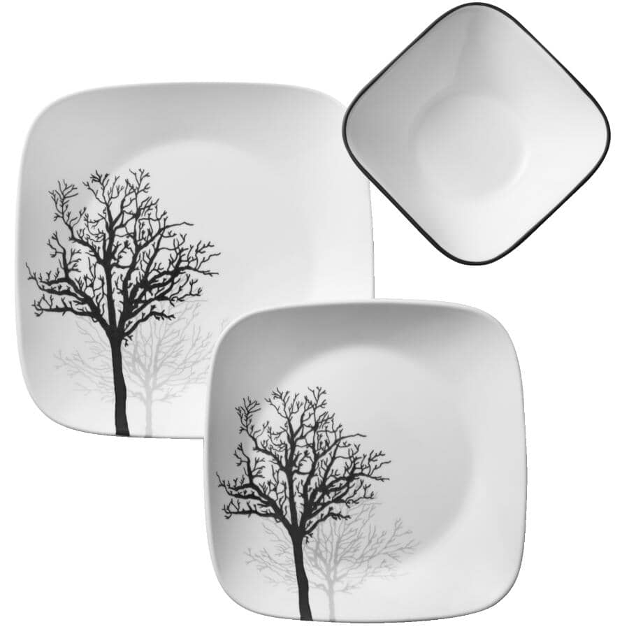 12 Piece Glass Dinnerware Set - Timber Shadows