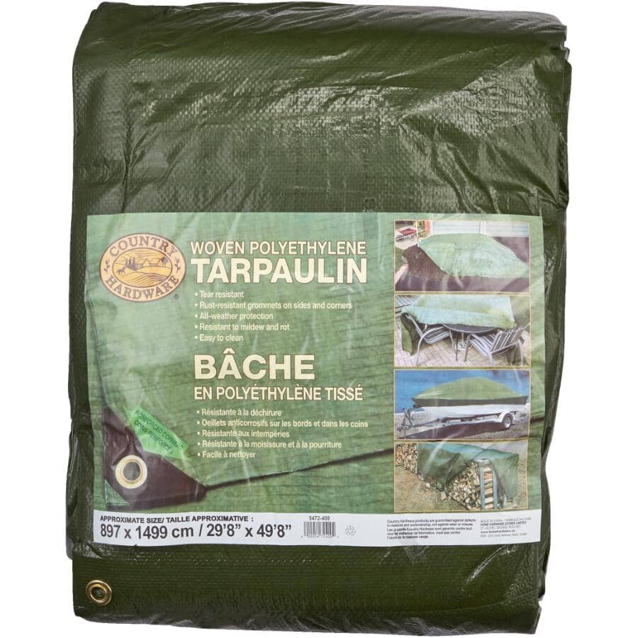 30' x 50' Olive Green Poly Tarpaulin