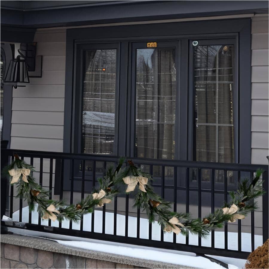 6' Mixed Garland - with Beige Bows & Bells
