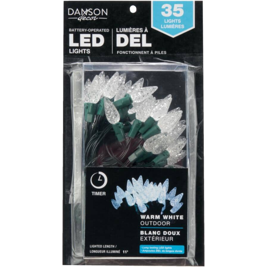 Battery Operated C6 Light Set - Warm White, 35 LEDs